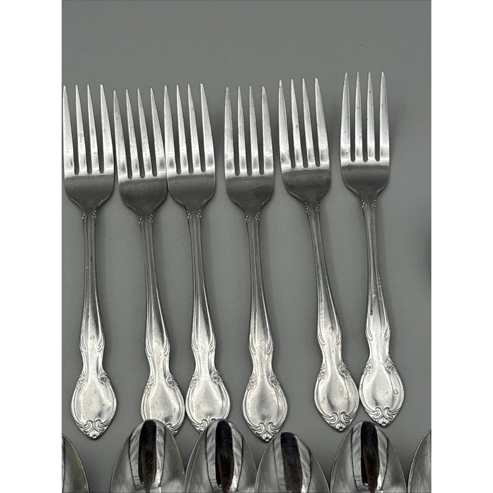 IIC Stainless Japan 13 piece Serving‎ spoon forks Flatware Vintage floral
